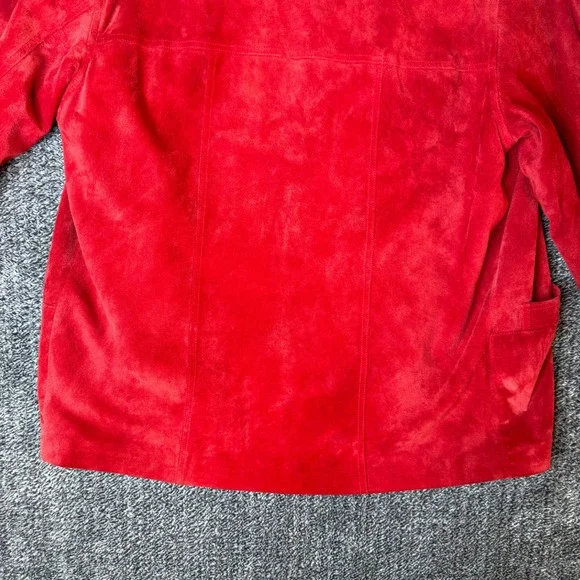Vtg St. Johns Bay Womens Red Genuine Suede Leather Jacket Petite Medium - Picture 14 of 14